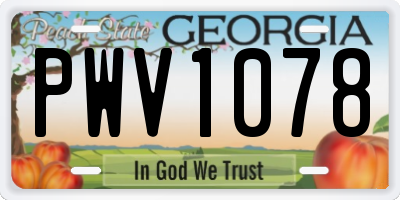 GA license plate PWV1078