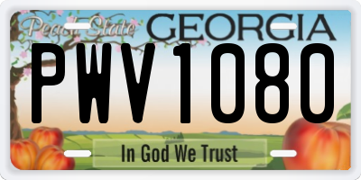 GA license plate PWV1080