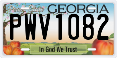 GA license plate PWV1082