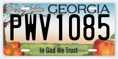 GA license plate PWV1085