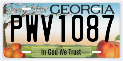 GA license plate PWV1087