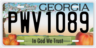 GA license plate PWV1089