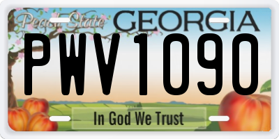 GA license plate PWV1090