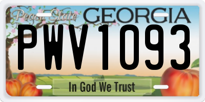GA license plate PWV1093