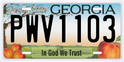GA license plate PWV1103