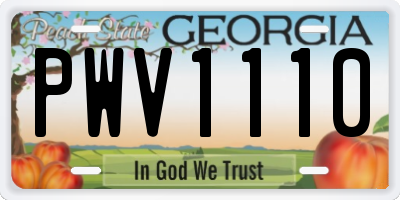 GA license plate PWV1110
