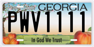 GA license plate PWV1111