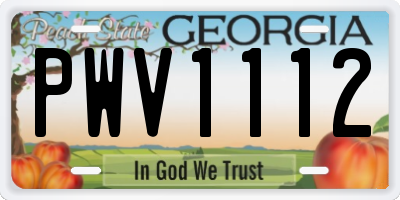GA license plate PWV1112