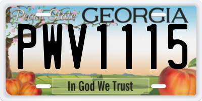 GA license plate PWV1115