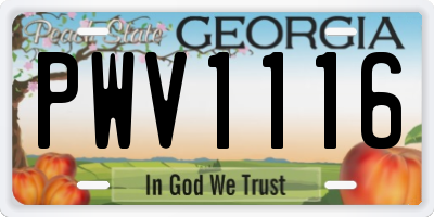 GA license plate PWV1116