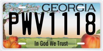 GA license plate PWV1118