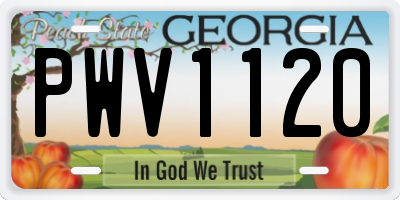 GA license plate PWV1120