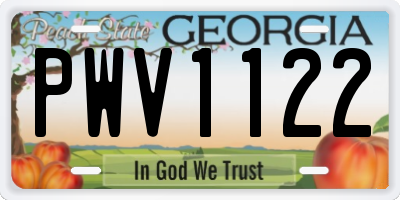 GA license plate PWV1122