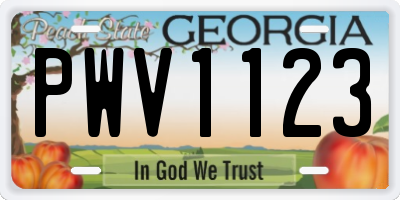 GA license plate PWV1123
