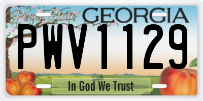 GA license plate PWV1129