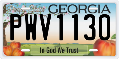 GA license plate PWV1130