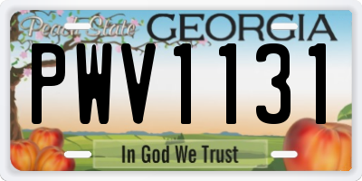 GA license plate PWV1131