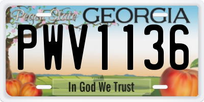 GA license plate PWV1136