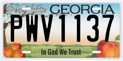 GA license plate PWV1137