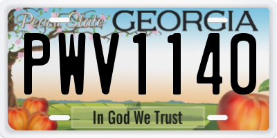 GA license plate PWV1140