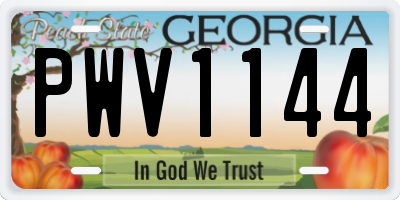 GA license plate PWV1144