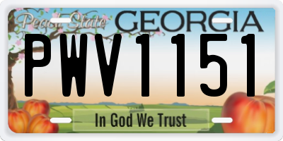 GA license plate PWV1151