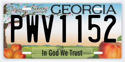 GA license plate PWV1152