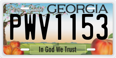 GA license plate PWV1153