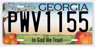 GA license plate PWV1155