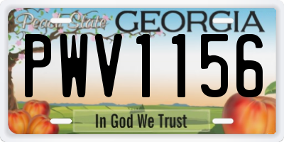 GA license plate PWV1156