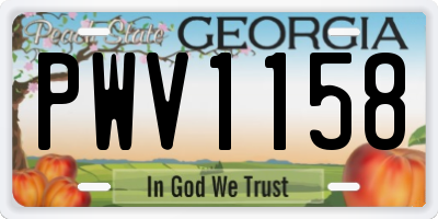 GA license plate PWV1158