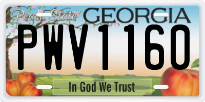 GA license plate PWV1160