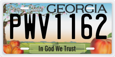 GA license plate PWV1162