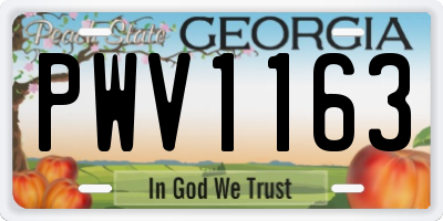 GA license plate PWV1163