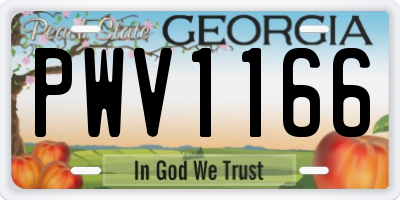 GA license plate PWV1166