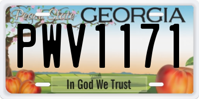 GA license plate PWV1171