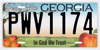 GA license plate PWV1174