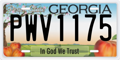 GA license plate PWV1175