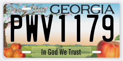 GA license plate PWV1179
