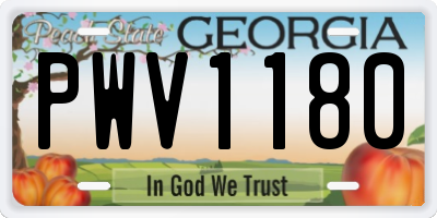 GA license plate PWV1180