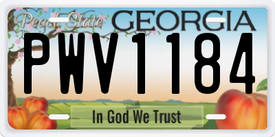GA license plate PWV1184