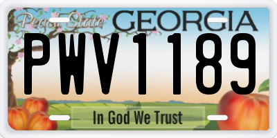 GA license plate PWV1189