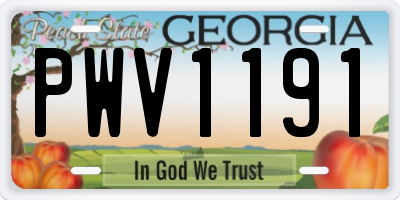 GA license plate PWV1191