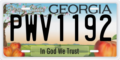 GA license plate PWV1192