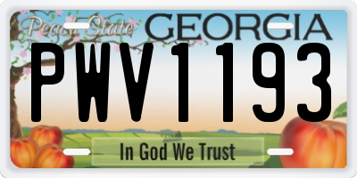 GA license plate PWV1193