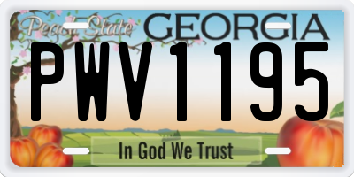 GA license plate PWV1195