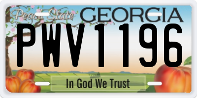 GA license plate PWV1196