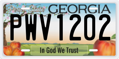 GA license plate PWV1202