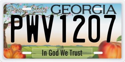 GA license plate PWV1207