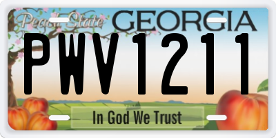 GA license plate PWV1211